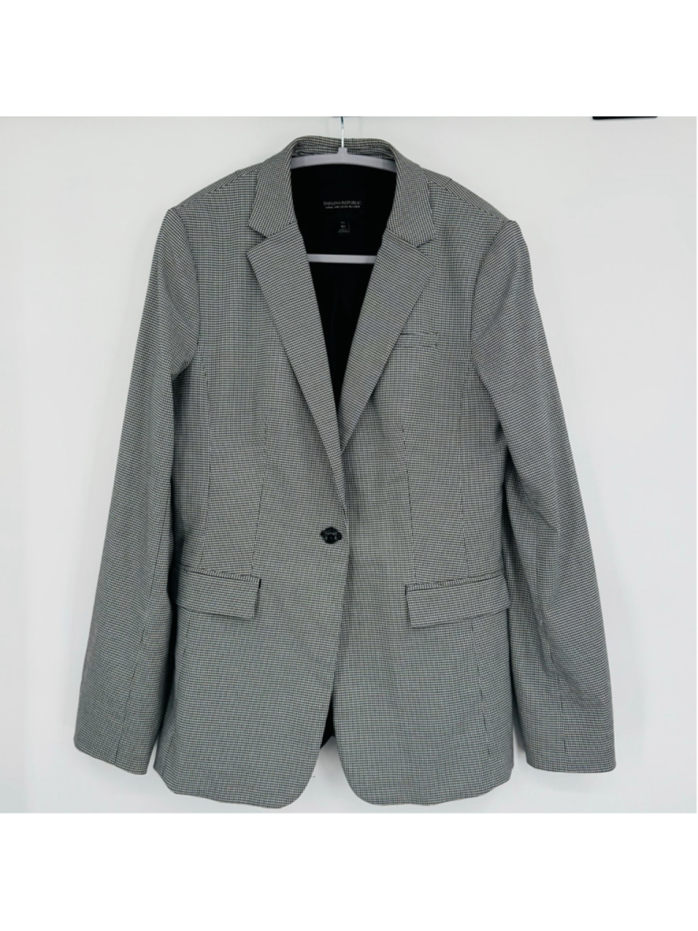 Banana Republic Black & White Houndstooth Blazer Size 10 Tall
